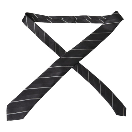 Black White Stripes Silk Adjustable Tie