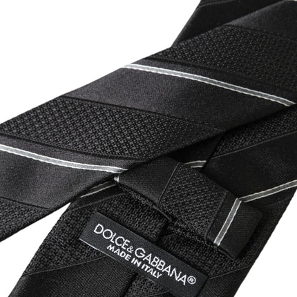 Black White Stripes Silk Adjustable Tie