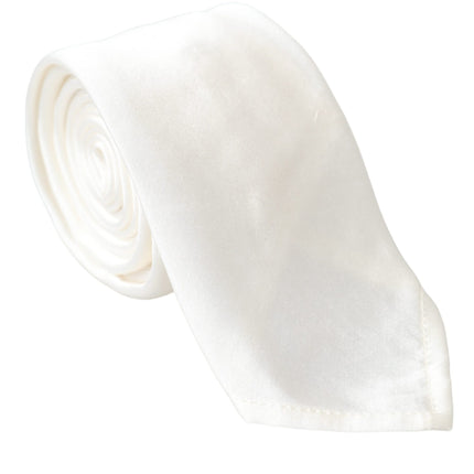 White Silk Blend Adjustable Tie Men