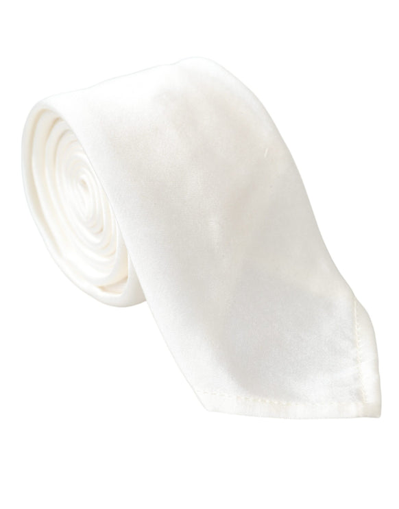 White Silk Blend Adjustable Tie Men