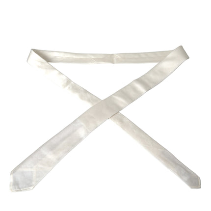 White Silk Blend Adjustable Tie Men