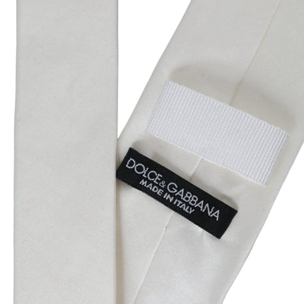 White Silk Blend Adjustable Tie Men