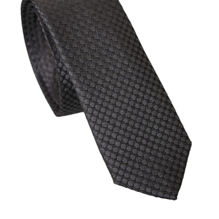 Black Patterned 100% Silk Adjustable Men Tie