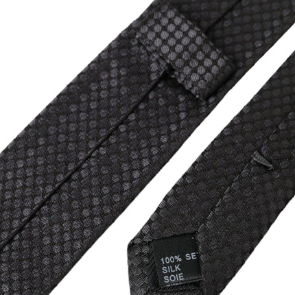 Black Patterned 100% Silk Adjustable Men Tie