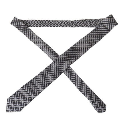 Black White Patterned Silk Adjustable Men Tie