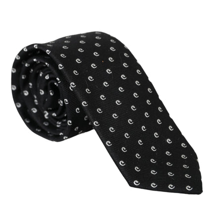 Black Logo Cotton Blend Adjustable Tie