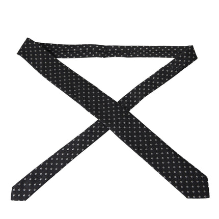 Black Logo Cotton Blend Adjustable Tie