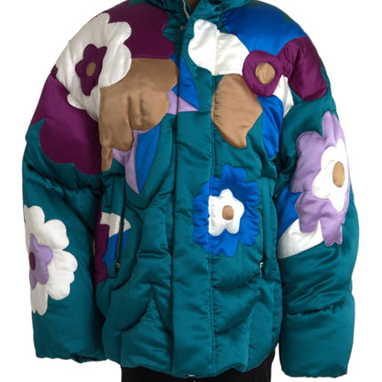 Multicolor Floral Windbreaker Puffer Jacket