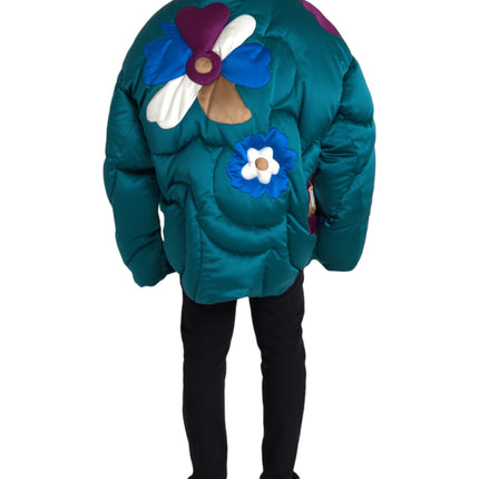 Multicolor Floral Windbreaker Puffer Jacket