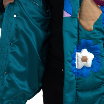 Multicolor Floral Windbreaker Puffer Jacket