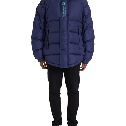 Navy Blue Quilted Windbreaker Puffer Jacket