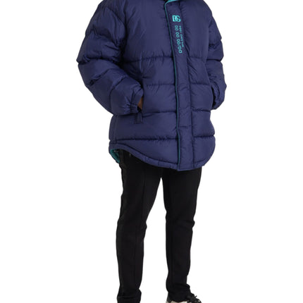 Navy Blue Quilted Windbreaker Puffer Jacket