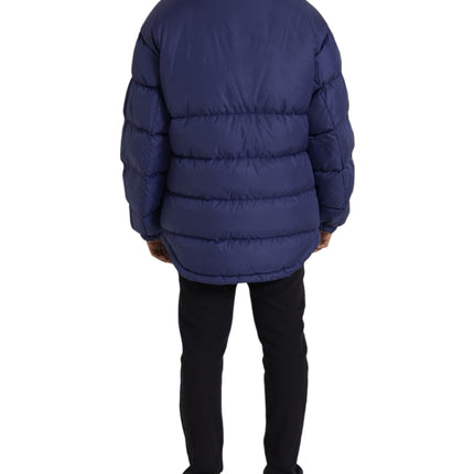 Navy Blue Quilted Windbreaker Puffer Jacket