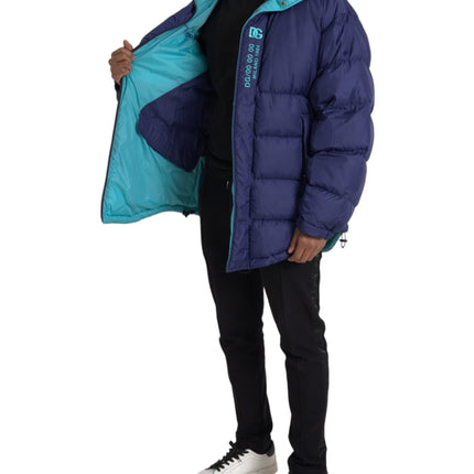 Navy Blue Quilted Windbreaker Puffer Jacket