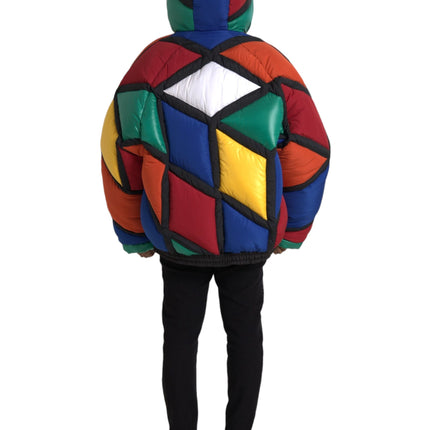 Multicolor Quilted Hooded Puffer Jacket