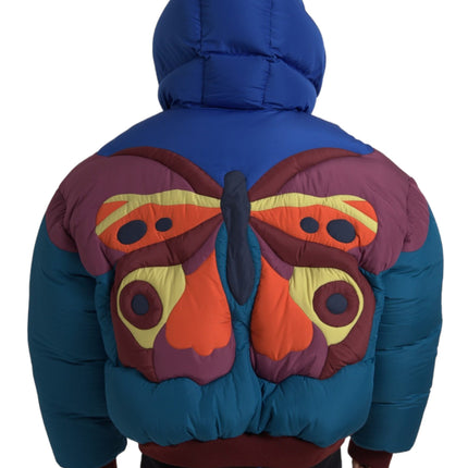 Multicolor Butterfly Hooded Puffer Jacket