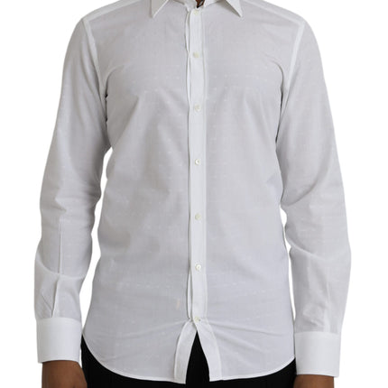 White Logo Cotton Men Dress GOLD Shirt