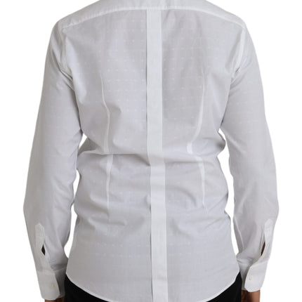 White Logo Cotton Men Dress GOLD Shirt