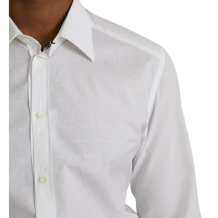 White Logo Cotton Men Dress GOLD Shirt