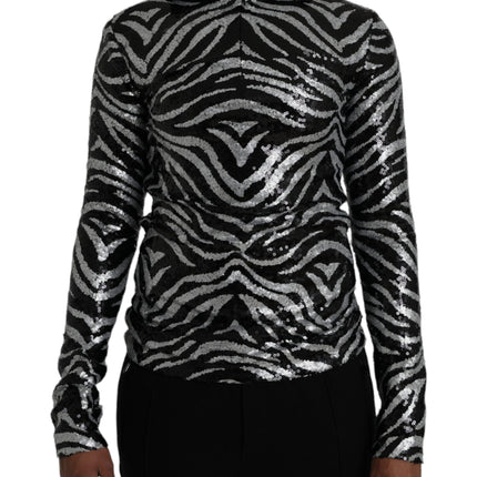 Black Silver Sequined Polyester Sweater