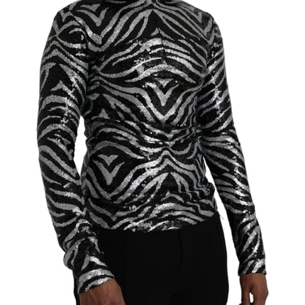 Black Silver Sequined Polyester Sweater