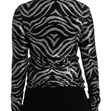 Black Silver Sequined Polyester Sweater