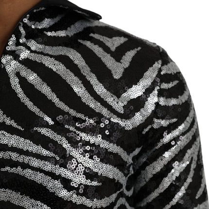 Black Silver Sequined Polyester Sweater