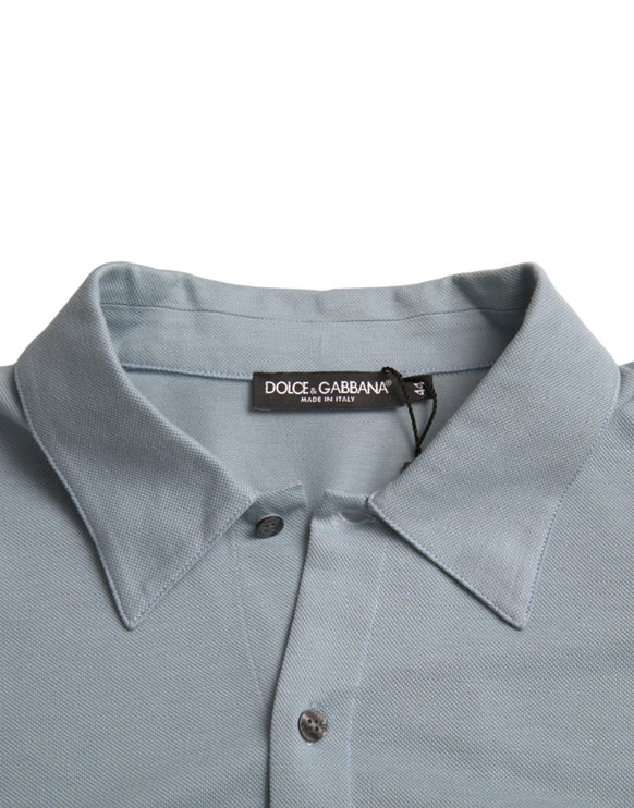 Lichtblauw logo katoen collared polo t-shirt