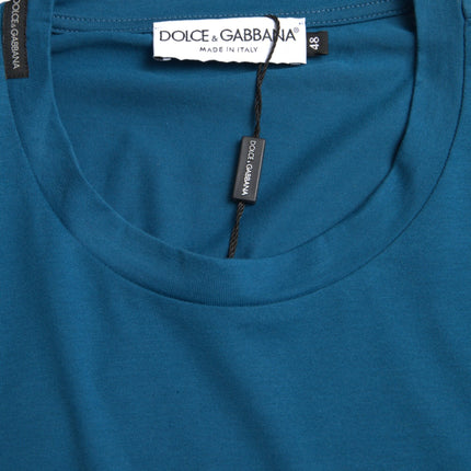 T-shirt a maniche corte rotonde del logo blu