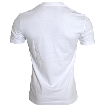 T-shirt casual per applique di cotone bianco