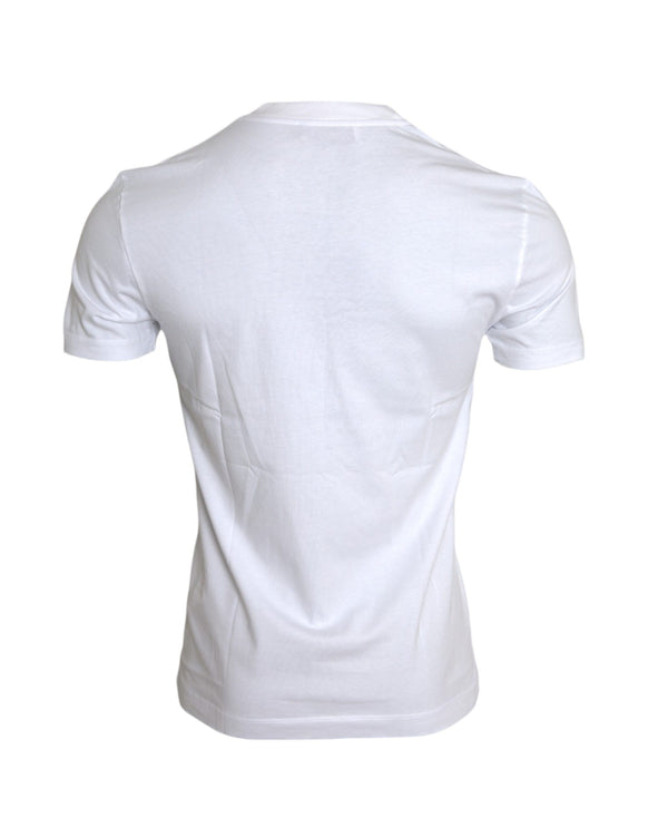 T-shirt casual per applique di cotone bianco