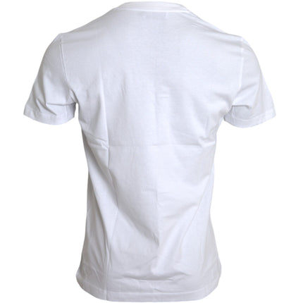 T-shirt casual per applique di cotone bianco