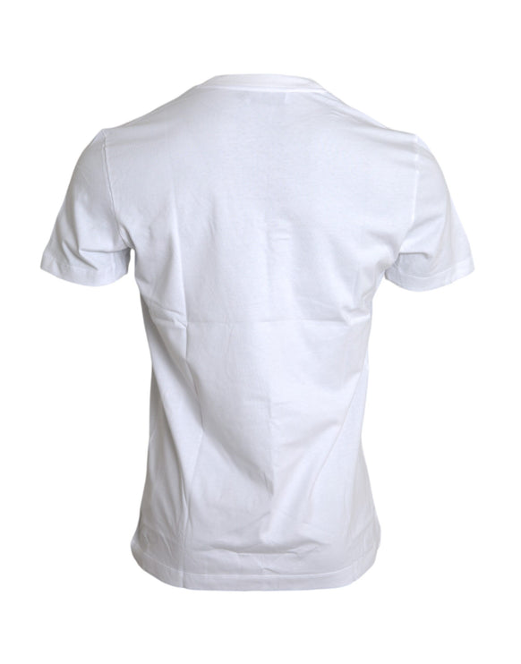 T-shirt casual per applique di cotone bianco