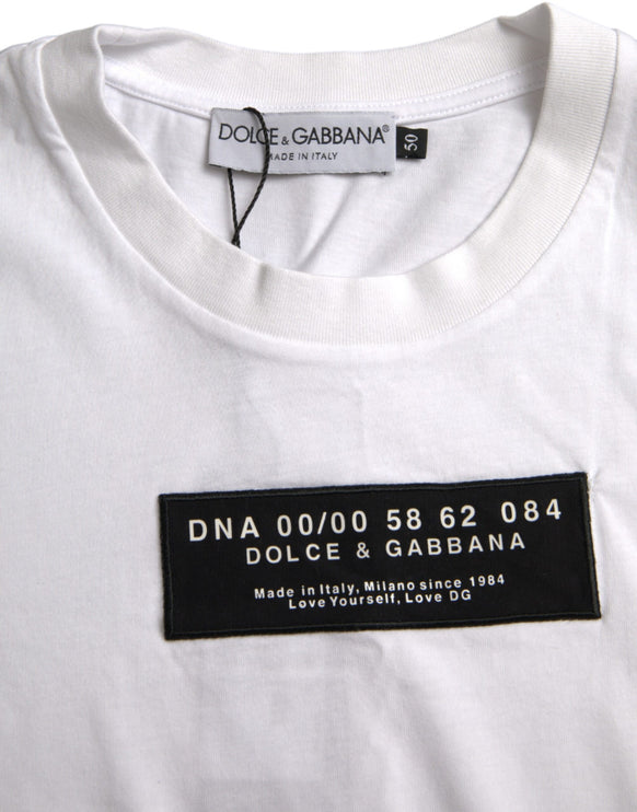 T-shirt casual per applique di cotone bianco