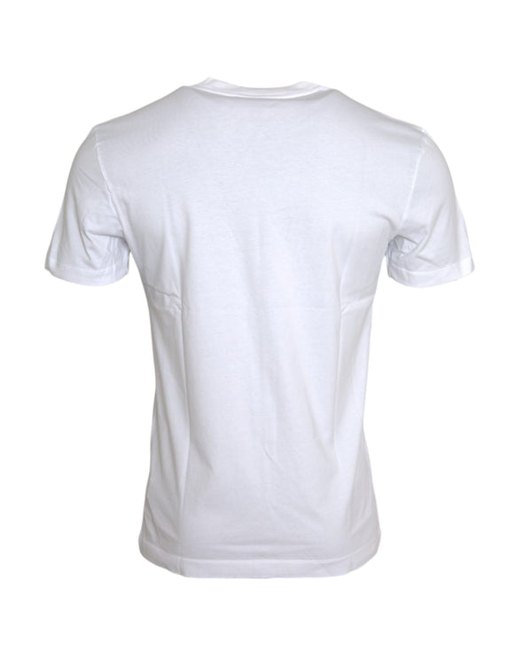 T-shirt casual per applique di cotone bianco