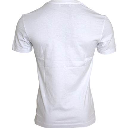 T-shirt casual per applique di cotone bianco