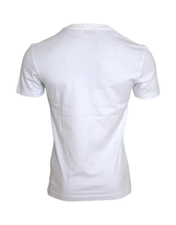 T-shirt casual per applique di cotone bianco