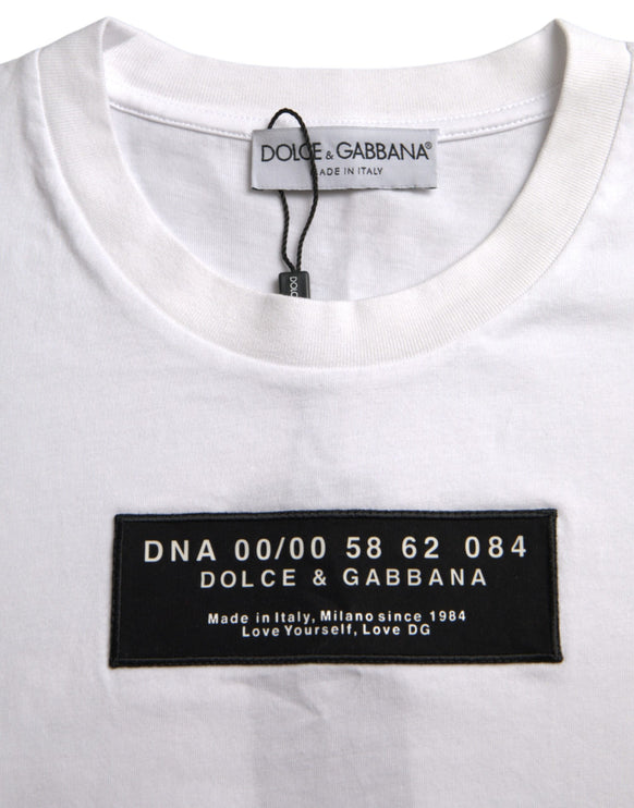 T-shirt casual per applique di cotone bianco