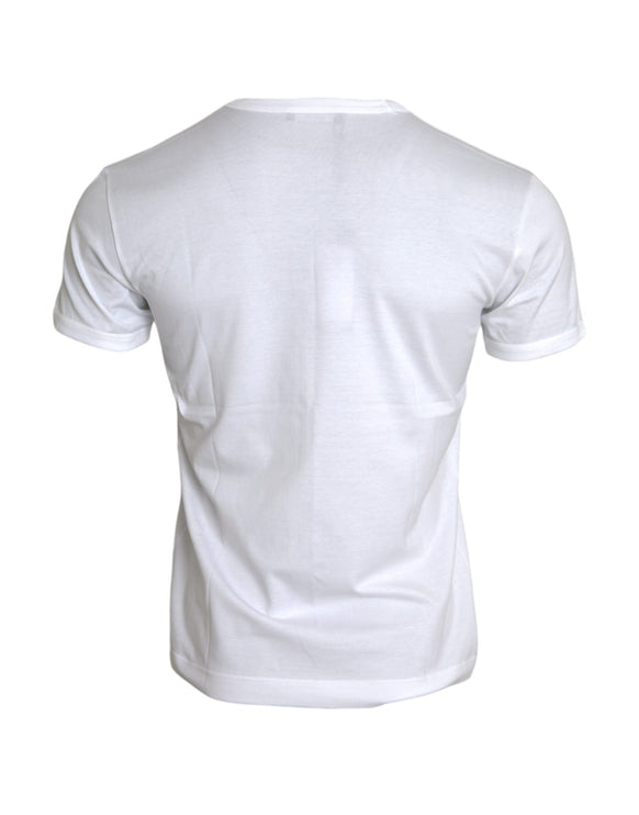 T-shirt a manica corta in cotone bianco di cotone