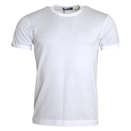 T-shirt a manica corta in cotone bianco di cotone