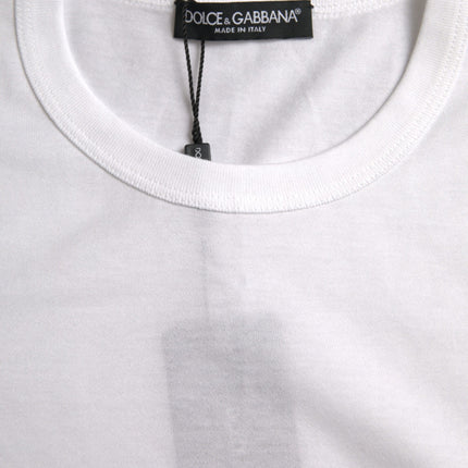 T-shirt a manica corta in cotone bianco di cotone