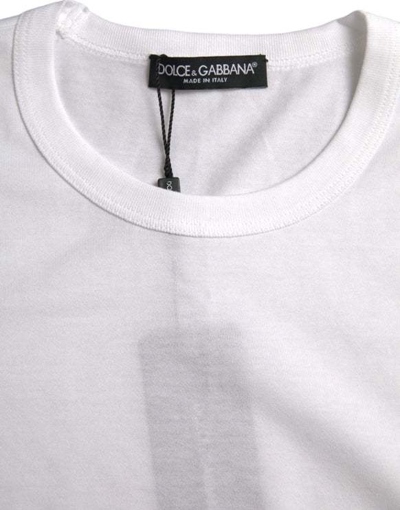 T-shirt a manica corta in cotone bianco di cotone