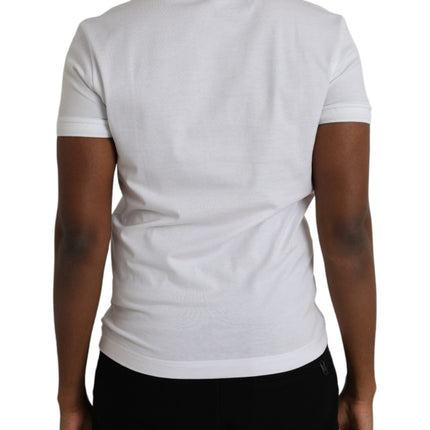 T-shirt da uomo a V del logo di cotone bianco