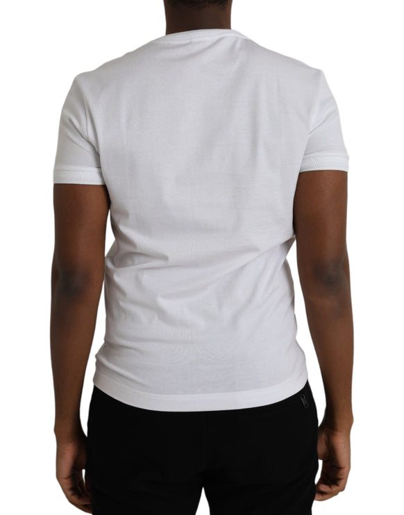 T-shirt da uomo a V del logo di cotone bianco