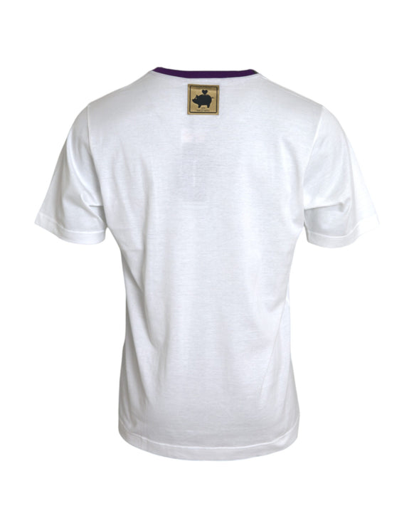 Top in cotone bianco 2019 Anno della maglietta del maiale