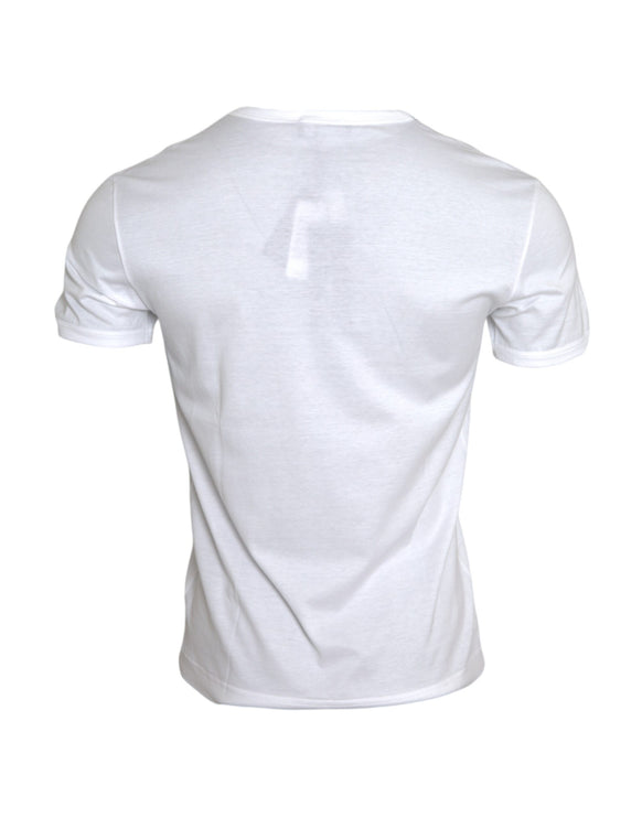 T-shirt a manica corta da ricamo a logo bianco