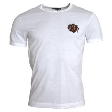 T-shirt a manica corta da ricamo a logo bianco