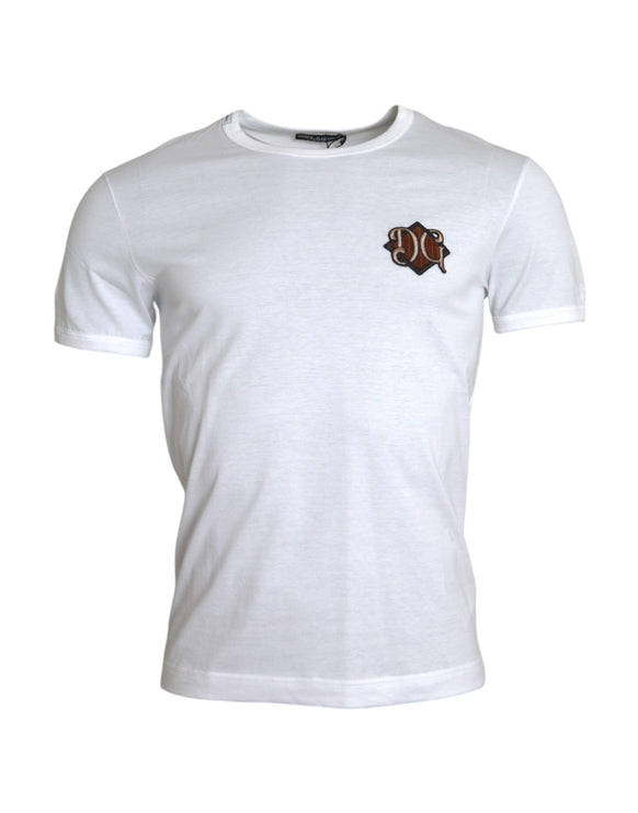 T-shirt a manica corta da ricamo a logo bianco