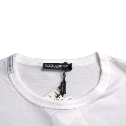 T-shirt a manica corta da ricamo a logo bianco