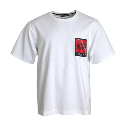 Labbra rosse bianche stampare t-shirt da uomo in cotone